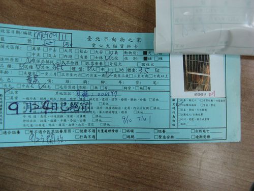 請記得收容編號，因為籠號會常常更動